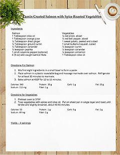 Cumin Crusted Salmon with Spice Roasted Vegetables