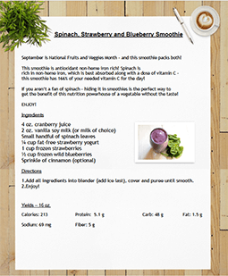 Spinach, Strawberry and Blueberry Smoothie